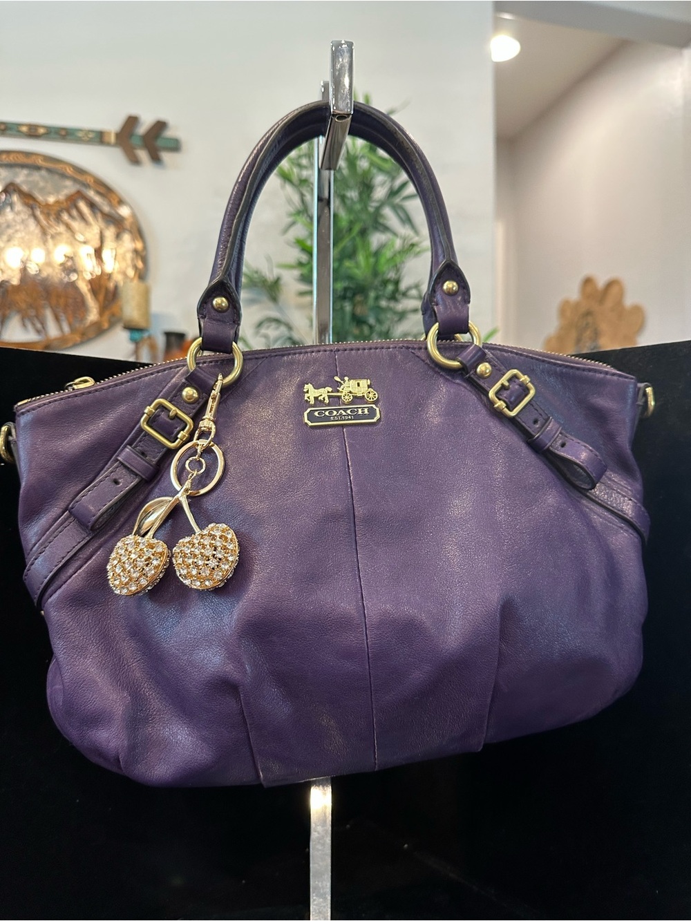 Coach Madison Sophia Purple Leather Satchel - Picture 2 of 13